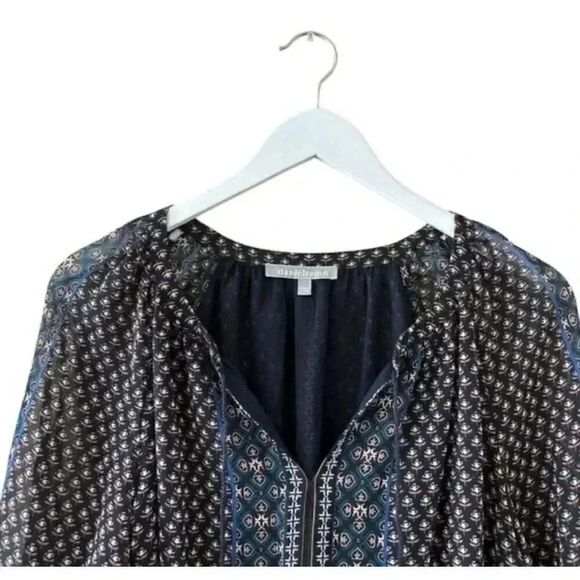 Anthropologie  Daniel Rainn  Navy Abstract Geometric Lined  SZ L #1992 - Picture 2 of 14